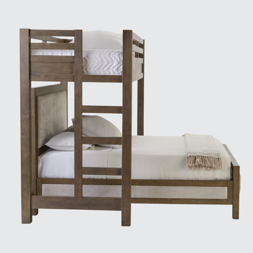 Hamilton XL Twin Canopy Bed with Upholstered King Platform Bed in Vint –  BunkRoomHome, image size:1040x1040