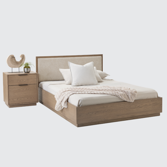 Urban Loft Upholstered Platform Bed in Modern Latte Finish