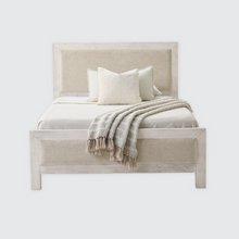 Load image into Gallery viewer, Hamilton Upholstered Platform Bed in Chalk White Finish