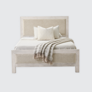 Hamilton Upholstered Platform Bed in Chalk White Finish