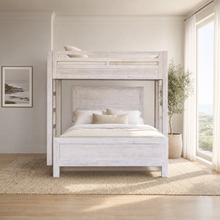 Load image into Gallery viewer, Hamilton XL Twin Canopy Bed with Queen Platform Bed in Chalk White Finish