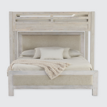 Load image into Gallery viewer, Hamilton XL Twin Canopy Bed with Upholstered King Platform Bed in Chalk White Finish