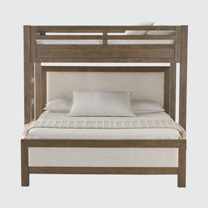 Hamilton XL Twin Canopy Bed with Upholstered King Platform Bed in Vintage Smoke Finish