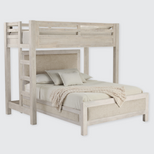 Load image into Gallery viewer, Hamilton XL Twin Canopy Bed with Upholstered Queen Platform Bed in Chalk White Finish
