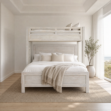 Load image into Gallery viewer, Hamilton XL Twin Canopy Bed with King Platform Bed in Chalk White Finish