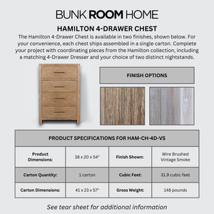 Hamilton 4-Drawer Chest in Vintage Smoke Finish