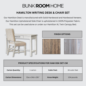 Hamilton Desk & Chair Set in Chalk White Finish
