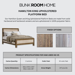 Hamilton Upholstered Platform Bed in Vintage Smoke Finish