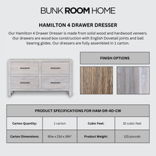 Load image into Gallery viewer, Hamilton 4 Drawer Dresser in Chalk White Finish