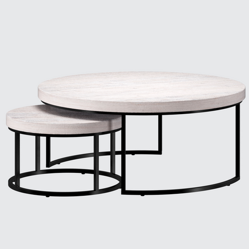 Hamilton Bunching Cocktail Table Set in Chalk White Finish