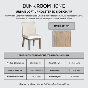 Urban Loft Upholstered Side Chair in Modern Latte