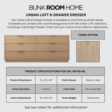 Load image into Gallery viewer, Urban Loft 6-Drawer Dresser in Modern Latte Finish