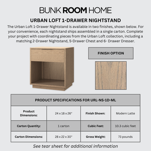 Urban Loft 1-Drawer Nightstand in Modern Latte Finish