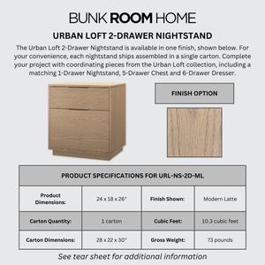 Urban Loft 2-Drawer Nightstand in Modern Latte Finish