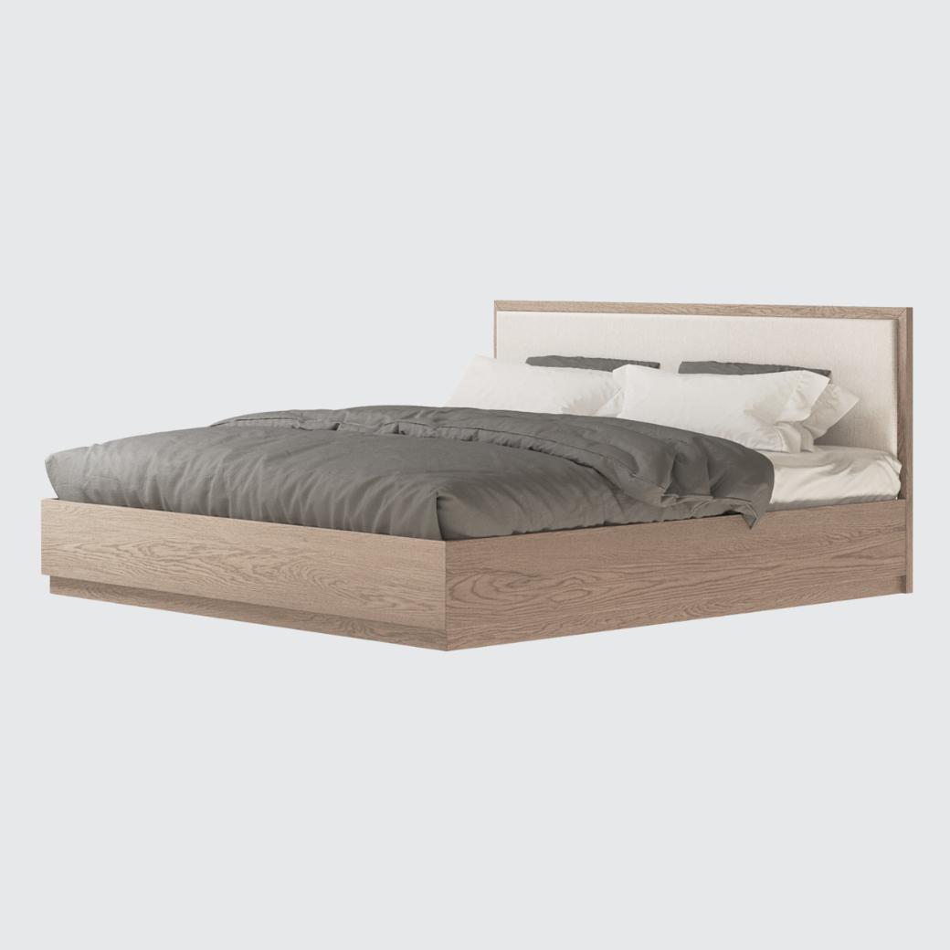 Urban Loft Upholstered Platform Bed in Modern Latte Finish