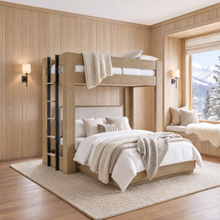 Load image into Gallery viewer, Urban Loft XL Twin Canopy with Queen Platform Bed in Modern Latte Finish