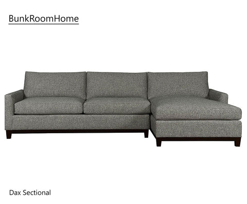 Dax 2 Piece Sofa-Chaise Sectional w/Wood Base - Fabric